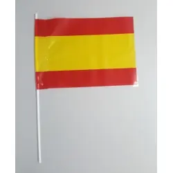 BANDERA ESPAÑA CON PALO PVC 20X30