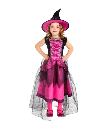Costume Da Strega Per Bambina – Abito Viola In Tulle Con Cappello E Scopa, Vestito Halloween Completo, Taglia 4-6 Anni, Per Feste E Carnevale