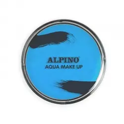 Maquillaje azul al agua en polvera