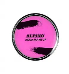 Maquillaje rosa al agua en polvera