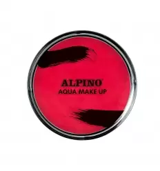 Maquillaje rojo al agua en polvera