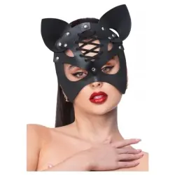 MASCARA NEGRA GATO CUERO
