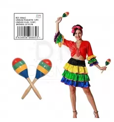 PAR MARACAS DE MADERA MULTICOLOR