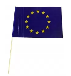 Pack 25 Banderas Union Europea con palo pvc 20x30 cm