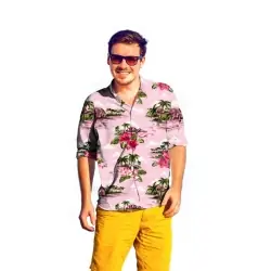 Camisa havaiana rosa XL-XXL