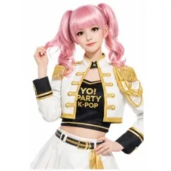 Peruca K-Pop Mira rosa infantil