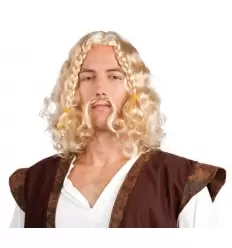 Perruque blonde viking avec moustache