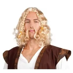 Peruca loira com moustache viking