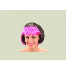 Peruca rosa cabelo curto e franja