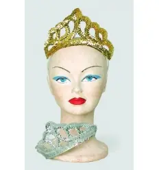 Diadema lantejoulas ouro e prata 
