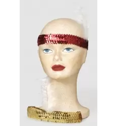 Cinta lentejuelas con pluma