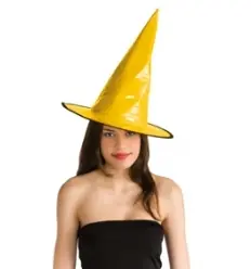 SOMBRERO BRUJA CHAROL AMARILLO