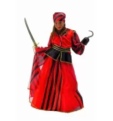Pirate red stripes girl costume