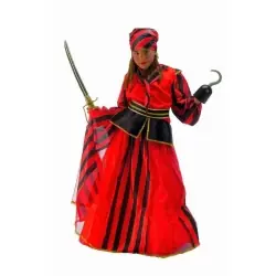Pirate outfit menina listras vermelhas