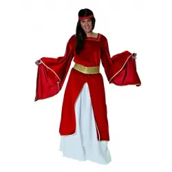 Disfraz medieval doncella burdeos adulto