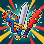 Espadas, pistolas e cacetetes